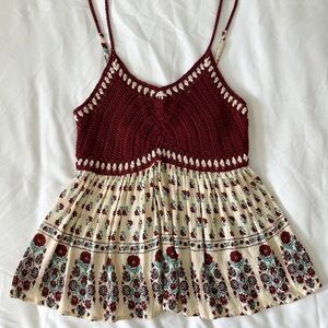 American Rag Crochet Floral Boho Spaghetti Strap Top Size Medium